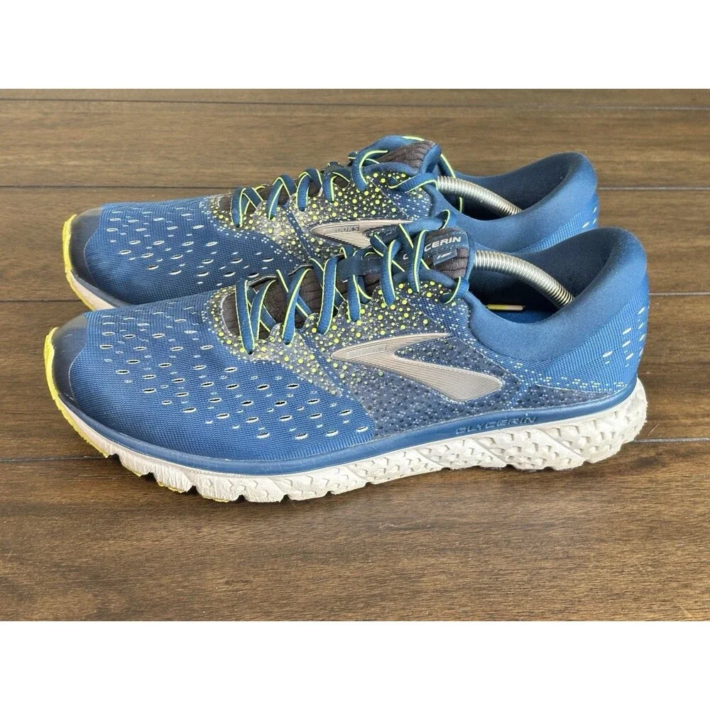 Brooks Men’s Glycerin 16 Size 12.5, Blue & Yellow Running tech Shoes, DNA